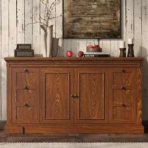 【SPOTLIGHT DAY】ONBRILL Sideboard Buffet Cabinet with Storage, 63" Large Credenza Kitchen Storage Cabinets with Drawer and Door, Wood Coffee Bar Table with Adjustable Shelf for Living Room, Kitchen, American Retro