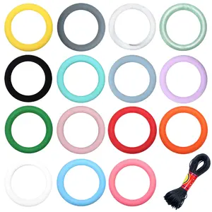 Silicone Ring Set 15pcs for DIY Bracelets Keychains Holiday Gifts Seasonal Projects Handicraft Kit with Beaded Tassel Charms