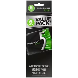 5 Gum Spearmint Rain Sugar Free Chewing Gum - 15ct Snack Bubblegum