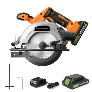 20V 6-1/2-inch Cordless Circular Saw, 2.0Ah Battery Powered: Brushless Motor, 45° Bevel Capacity, Max Cutting Depth 2-1/4-inch (90°), 1-1/2-inch (45°), Electric Circular Saw for Wood, Plastic Cutting