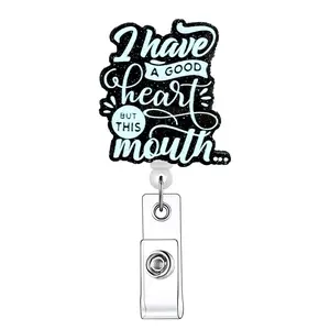 Retractable Badge Reel, 1 Count/20pcs Acrylic ID Holder with Clip for Nurses, Doctors, Students & Office Staff, Badge Reels Retractable, Identification Badges & Supplies