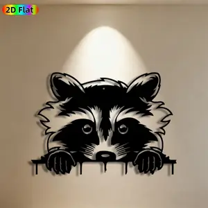 1pc Raccoon Metal Wall Art,Cute Raccoon Statue Mural, Ideal Gift for Easter, Thanksgiving, Animal Decor Enthusiasts, Weather-Resistant Metal Wall Decor Wall Sculptures, Perfect for Garden Wall & Fence Raccoon Enthusiasts