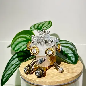 handmade steampunk crystal lady  robot. Keychain decor/Necklace Robot/Car Decoration/handmade gift/Birthday gift.