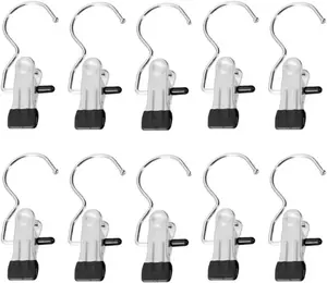 10 Pcs Boot Hangers Clips Laundry Hooks Hanging Stainless Steel Clothes Pins Portable Clip Hangers for Closet Travel Socks Pants Handbags Hats Towels