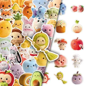 51 Sheets of Plush Avatar Cartoon Creative Cute Fresh Decorative Stickers for Scrapbook, Suitcase, Phone Case, and Tablet