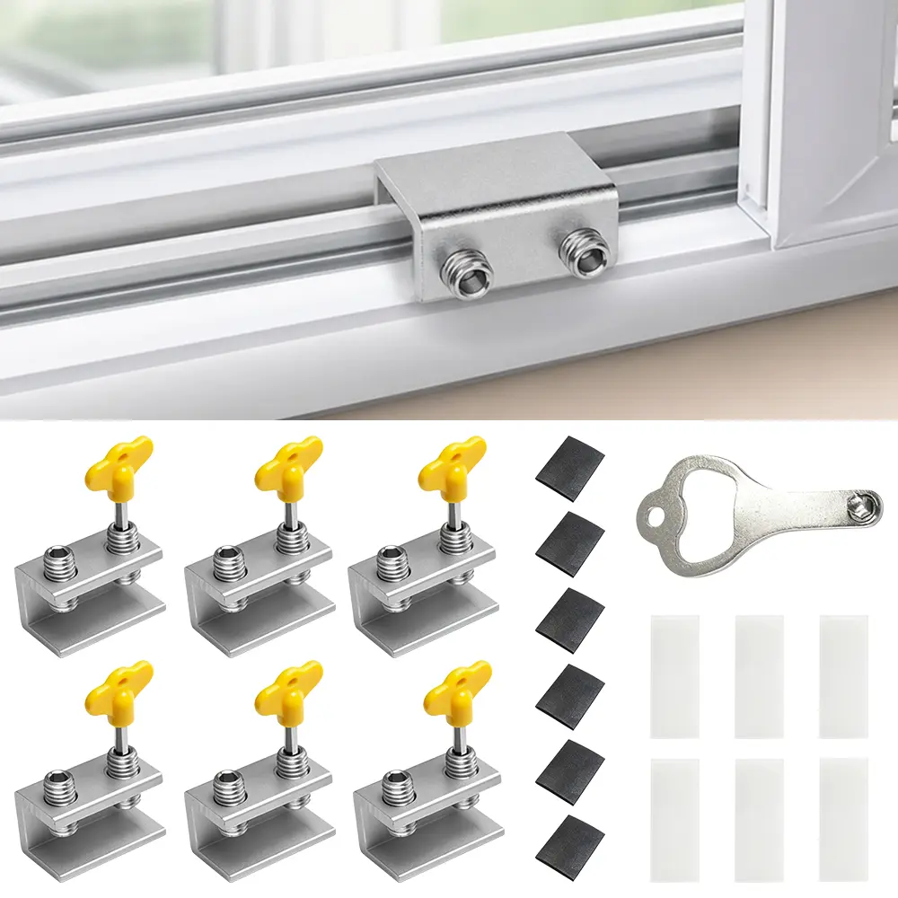 6 sets Window Security Locks, Adjustable Vent Aluminum Stopper Window Locks for Up and Down Windows & Horizontal Windows, Sturdy Sliding Window Locks Protect Your Home and Pets