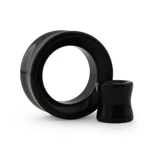 Midnight Black Glass Tunnel Plugs