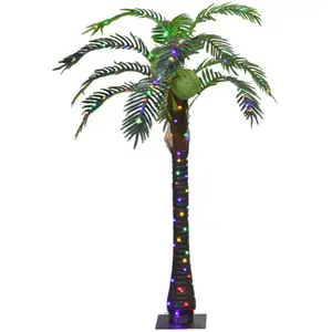 Artificial Lighted Coconuts LED Light Color Changing Up Tropical Palm Tree with Remote for Indoor Outdoor Pool Party D cor