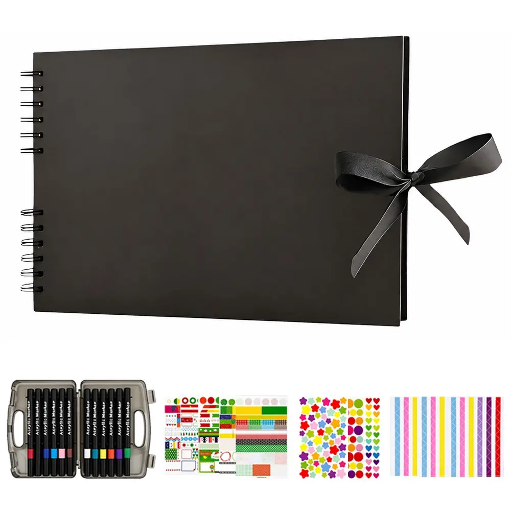Travel Scrapbook Album kit,80 Page DIY Spiral Memory Book for Weddings, Travel, Lovers, Friends,1 year anniversary gift