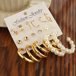 36 Pairs Gold Earrings Set for Women, Fashion Pearl Chain Link Stud Drop Dangle Earrings Multipack Hoop Earring Packs, Hypoallergenic Earrings for Birthday Party Jewelry