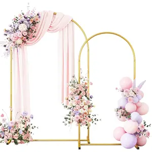 Gold Metal Balloon Arch Backdrop Stand Accessory Set (2 Pieces: 6FT, 7.2FT) for Wedding, Birthday Party Decor – Indoor/Outdoor Home & Festive Supplies