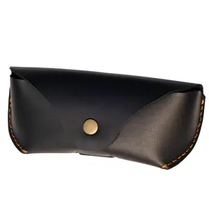 BullStories Leather Eyeglasses Case,Flexible Sunglasses Pouch Slim Case for Women Men Horizontal Eyeglass Case