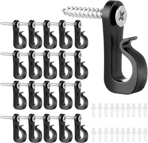 20 count Screw in Hooks for Outdoor String Lights, Q-Hanger Screw Hooks for Light Wire Led Light Clips, Patio Wall Hooks  Light for  Year Holiday Party