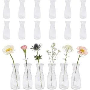 18 Pcs Plastic Bud Vases Bulk Small Clear Flowers Vases Shatterproof Bud Vase for Centerpieces Wedding Decorations Home Banquet Dinners Table Decor(1.94 x 6.69 Inch)