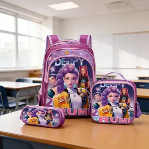 2026 New 3Pcs K-Pop Witch Hunter Backpack 3PCS Set| 16 Inch Kids School Backpack for Girls, Lunch Bag & Pencil Case, Elementary Student School Bag, Back to School Gift