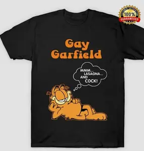 Funny Black Understand Gay Garfield Unisex Black Short Sleeve SML XL 2345XL