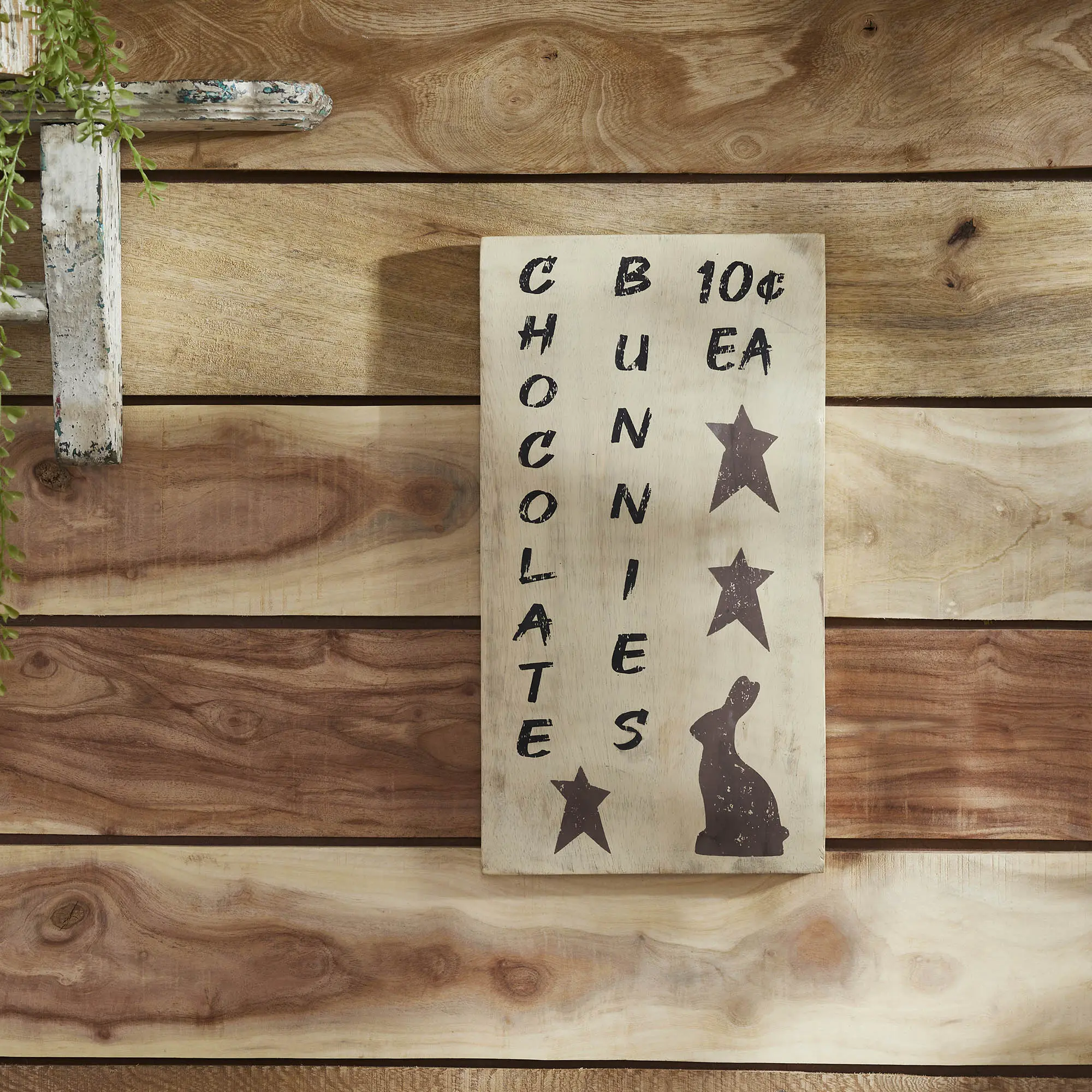 Light Chocolate Bunnies Wooden Plaque Sign - Hanging Tropical Novelty Decor, Home Decor Products for Home Supplies