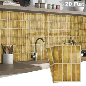 3/15PCS American country pastoral style lemon yellow vinyl thickened crystal film self-adhesive tile stickers, wall stickers can be used in kitchens and bathrooms - easy to install and remove when pasted on the wall