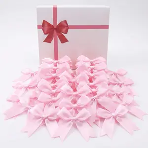 Pink Gift Wrap Bows 50pcs 3.3 Inch Elegant Satin Bows for Gift Wrapping Wedding Decor Baby Shower Party Decorations Birthday Christmas Anniversary DIY Crafts Gift Bags