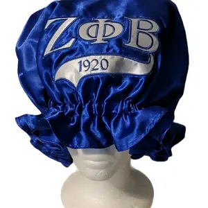 Handmade satin on satin reversible bonnet. Zeta Phi Beta