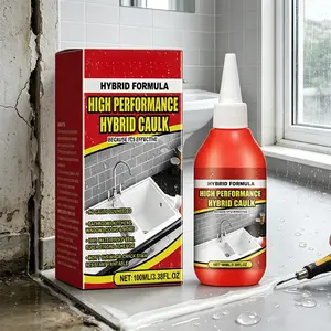 Hybrid Polymer Caulk - Flexible Acrylic-Lime Crack Filler Sealant, Waterproof, Water Resistant, Mold Resistant, Adapts to Thermal Expansion, Multi-Surface Leak Fix for Tub, DIY Repair Glue, Paintable, Long-Lasting All-Weather Adhesive