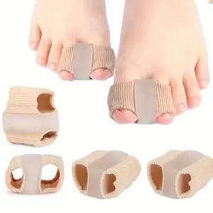 2pcs Gel Toe Separators with Fabric Lining, Big Toe Correction, Silicone Toe Spacers, Breathable Toe Corrector, Unisex Foot Pain Relief, Pedicure Care Tool