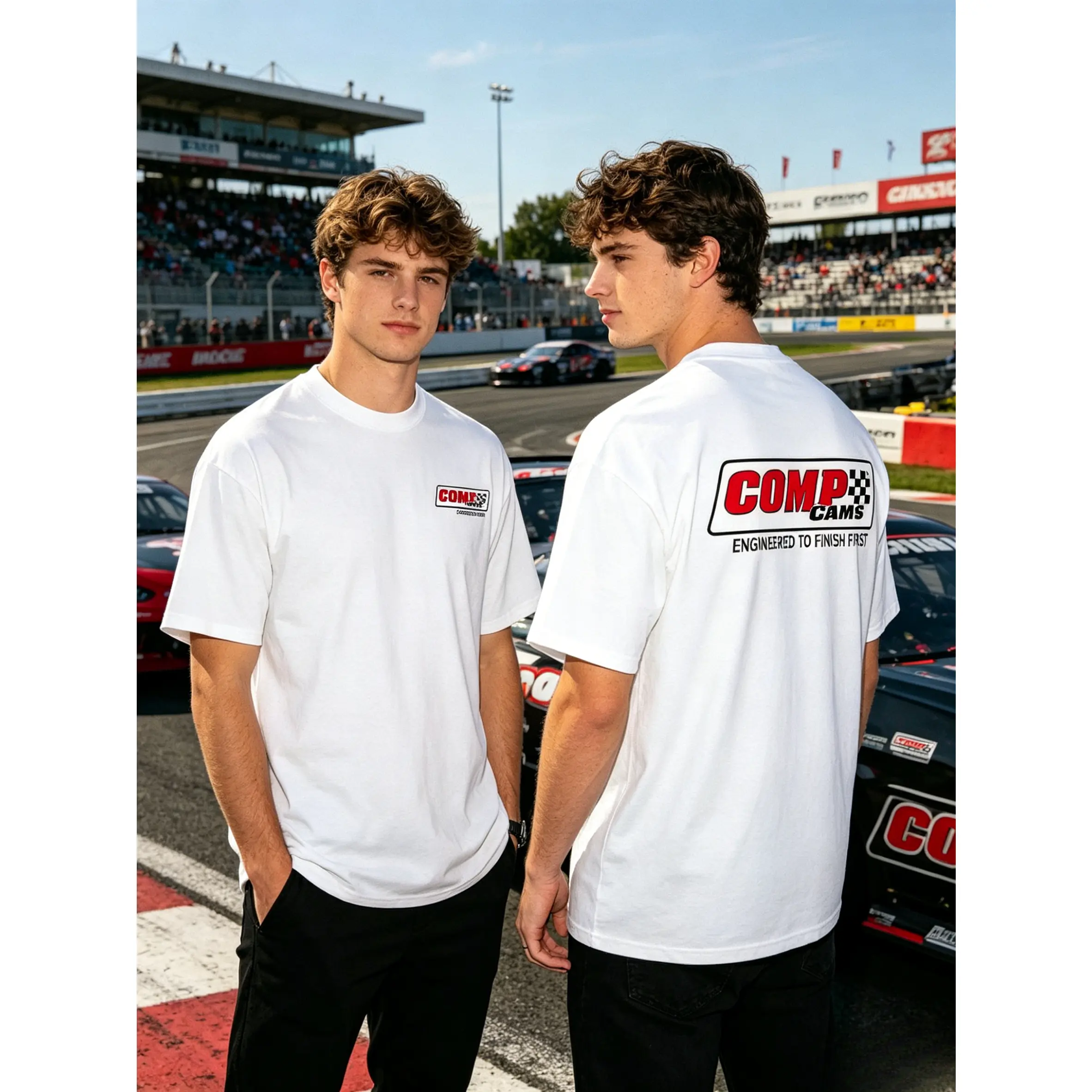 Women's COMP Cams Graphic Print Short-Sleeve T-Shirt - Premium Cotton Blend Fabric, Soft Unisex Fit, Automotive Racing Mechanic Top, Gift for Car Enthusiasts