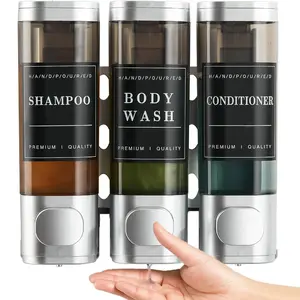 Zoronk 3-in-1 Room Wall Mounted Bathroom,Shower Pump Dispenser and Organizer,Dispensers for The Shower,Shampoo and Conditioner Dispenser,Shampoo Dispenser for Shower(Silvery)