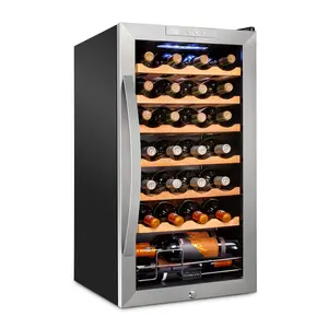 Schmécké 28 Bottle Compressor Wine Cooler Refrigerator w/Lock - Large Freestanding Wine Cellar For Red, White, Champagne or Sparkling Wine - 41f-64f Digital Temperature Control Fridge Stainless Steel