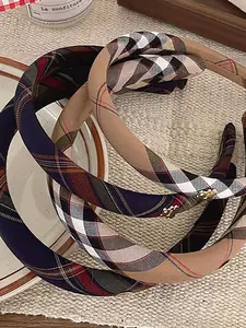 British Style Striped Plaid Hair Accessories Thicked Sponge Head Bands European Classic Grid Frabic Daily Headwrap Scrunchies