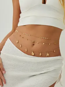 Boho Ocean Wind Starfish Shell Pendant Body Chain Set, Waistbeads, Elegant Light Luxury Jewelry Gift for Women, Perfect for Daily Wear & Parties