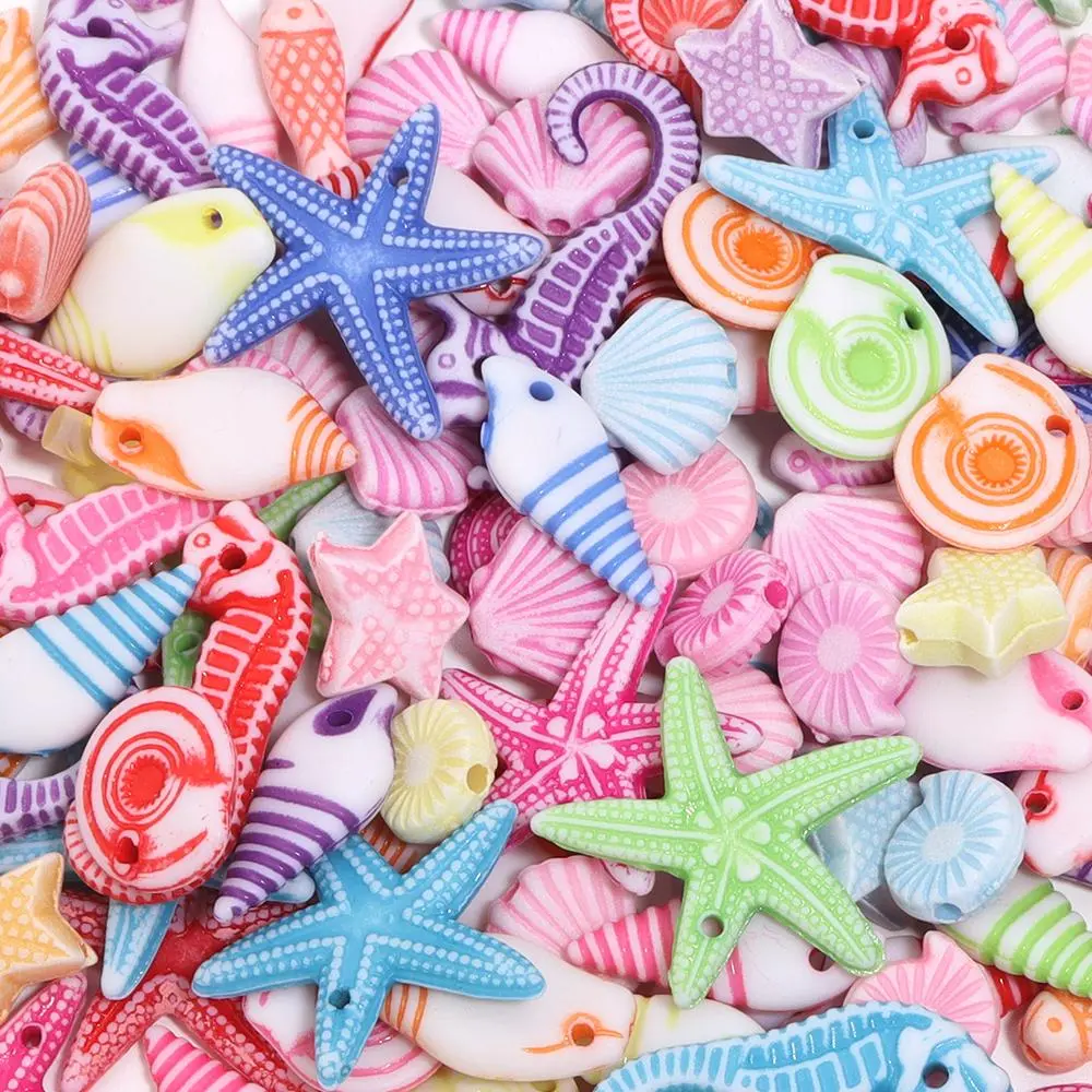 100pcs Conch Sea S Beads for Jewelry Making Ocean Acrylic Beads Starfish Anklet Bracelet Necklace DIY Handmade Accessories