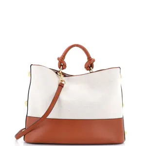 Pre-owned SALVATORE FERRAGAMO Canvas Plain, Leather Tote Bags REBAG Glam Tote Bag Canvas and Leather by Rebag