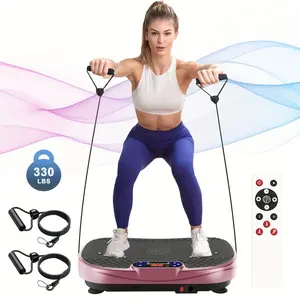 Vibration Plate Exercise  Board Full Body Workout Platform with Resistance Bands & Remote Control Sturdy Durable Frame Non-Slip Massage-Textured Surface 330 LBS Capacity