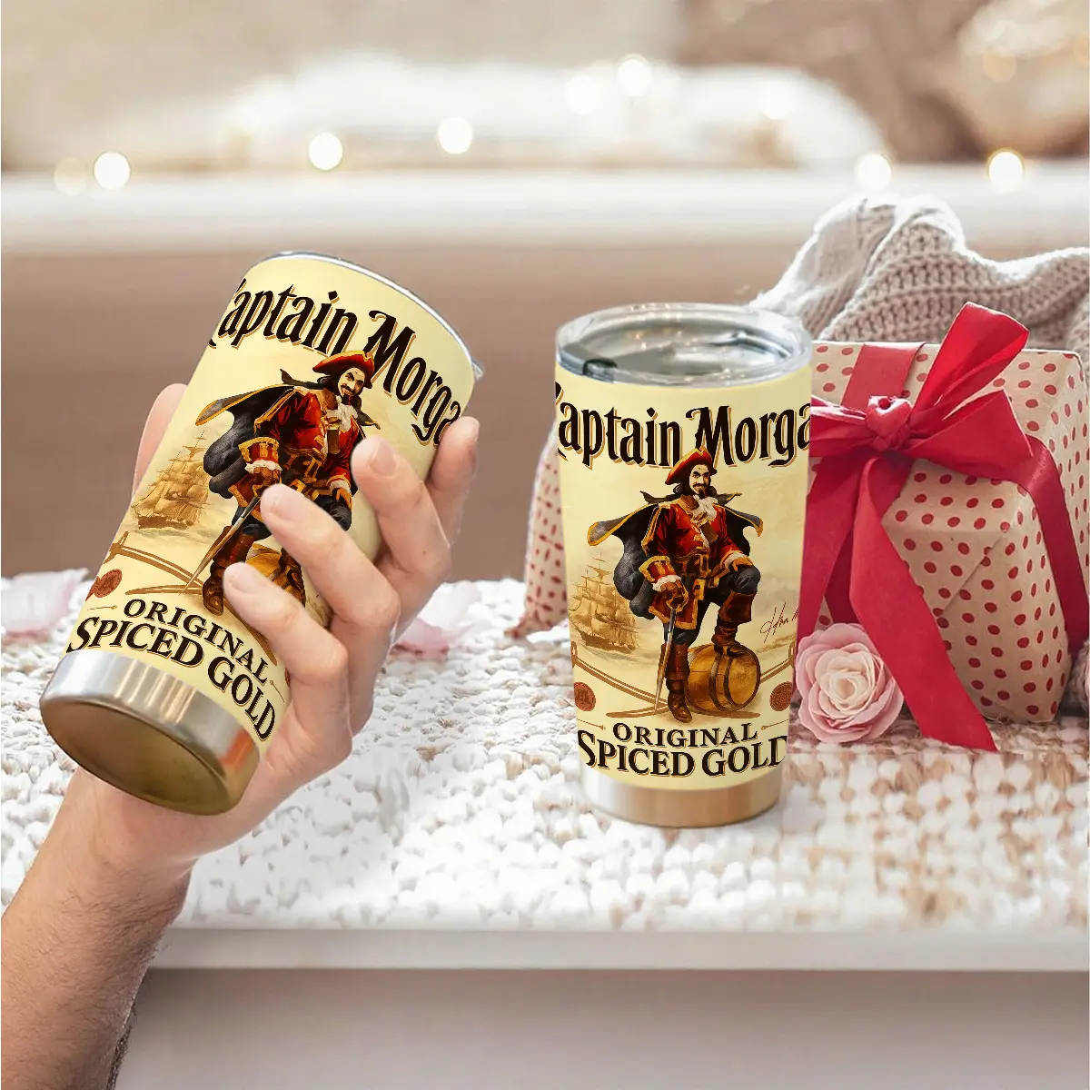 1pc Captain Morgan Pirate Pattern 304 Stainless Steel Portable Heat-Resistant Vacuum Flask - 600ml/20oz Large-Capacity Insulated Coffee Tumbler for Pirate Enthusiasts, Ideal for Themed Gifting