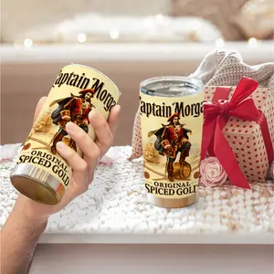 1pc 600ml Captain Morgan Pirate Pattern 304 stainless steel large capacity travel mug. 20oz insulated water bottle. chairs ideal for pirate enthusiasts and as a themed gift.