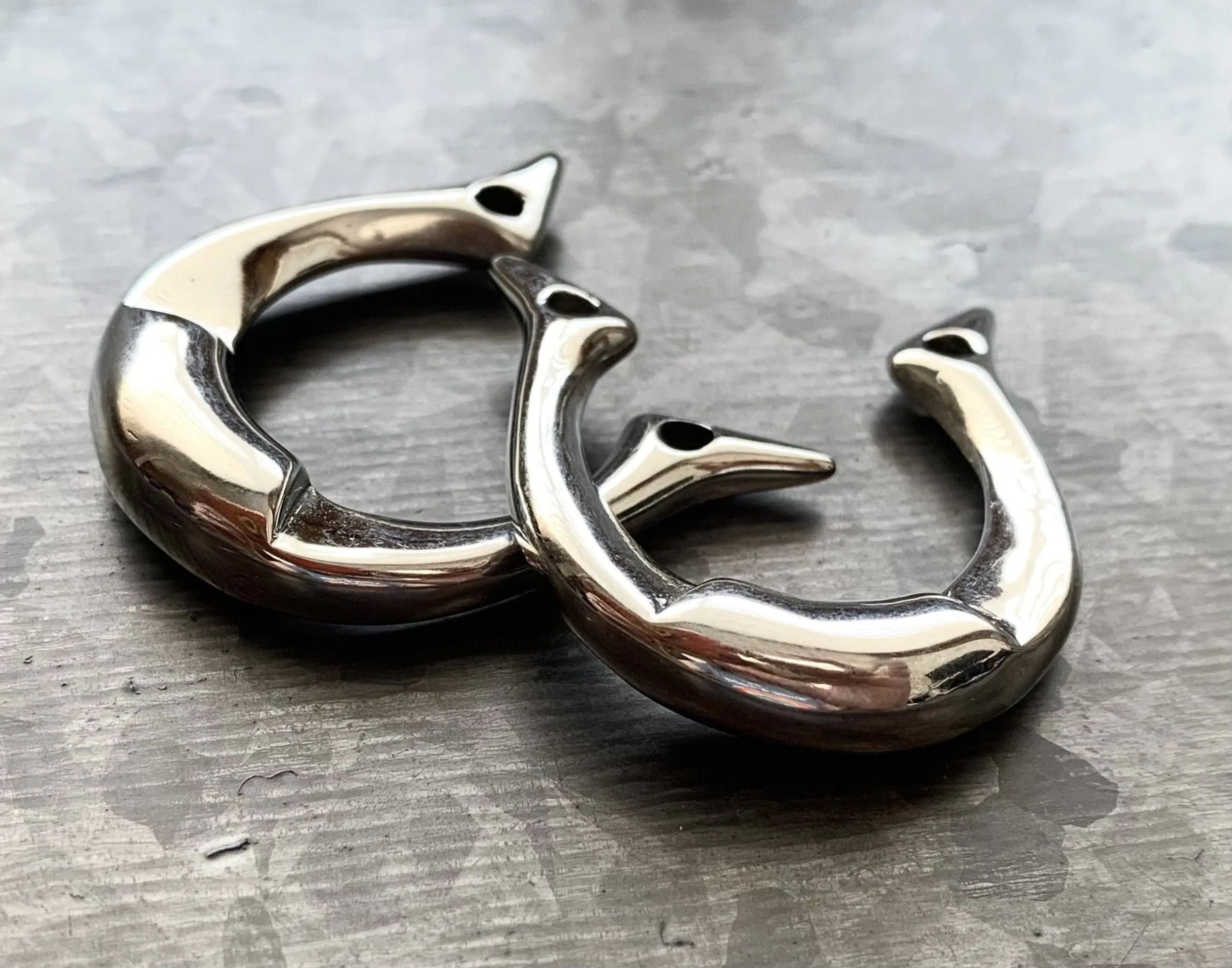 PAIR of Unique 316L Surgical Steel Tribal Fang Hanging Tapers Expanders - Gauges 10g (2.4mm) thru 0g (8mm)