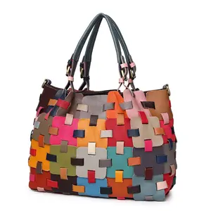 Cowhide Multi-color Blocks Handbag