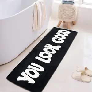 You Look Good Runner Rug Black Bathroom Rug Long Bath Mat Funny Bathroom Decor for Bathtub,Bedroom and Shower,20"x60"