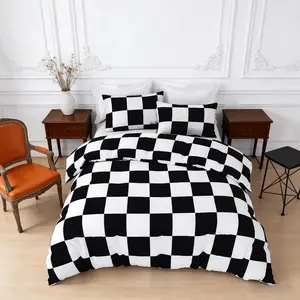 Ultra-Soft Plaid Duvet Cover Set and Pillowcase Set, Checkered Bedding Set, Suitable for Single Bed/double Bed, Perfect for Bedroom, Guest Room, Dormitory