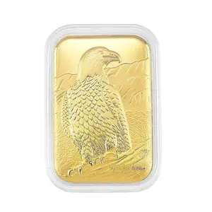 24K Gold  Bald Eagle â€“ Symbol of Freedom & Strength Embossed Sheet 31x45.5mm 10mg