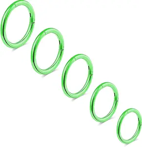 5 count G23 Titanium Nose Rings 16G/18G/20G Hinged Clicker Segment Nose Rings Hoop Lip Septum rings Multi-Color Tragus Cartilage Sleeper Earrings 6mm 7mm 8mm 9mm 10mm  Nose Rings for Women Men