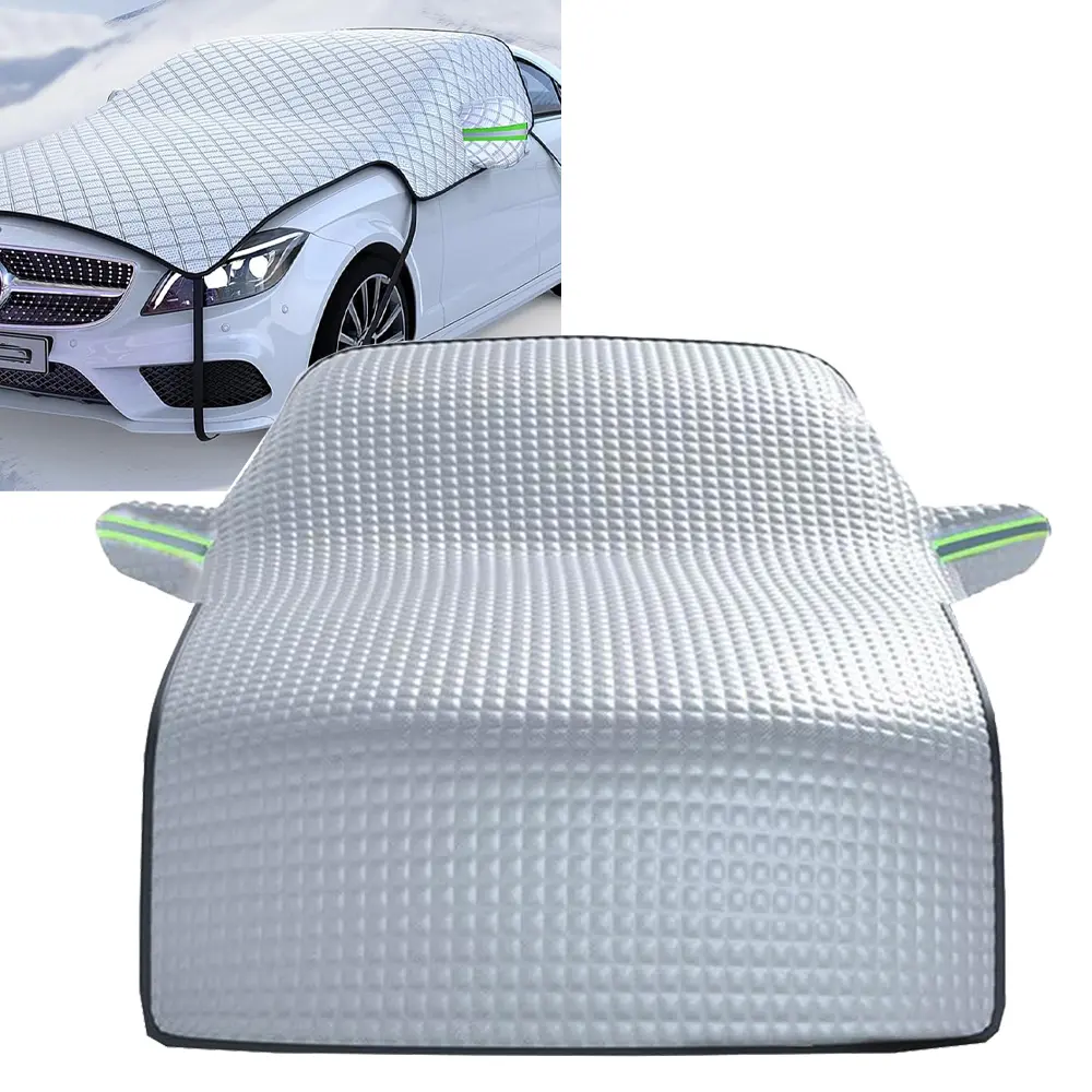 8.7FT Half Car Cover, Waterproof Foldable Full-Coverage Protector Car Covers with Reflective Windproof Straps, All-Season Outdoor Protection Cars Cover, Universal for Snow, Sun, Rain, Dust