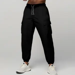 Men's Multi-Pocket Work Pants - Comfortable Polyester Fiber, Casual Outdoor and Workwear, Machine Washable, Solid Color