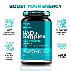 Thinbi NAD+ Advanced – 8,457mg High Absorption – Cellular Energy, Healthy Aging, Brain & Mitochondrial Support – 60 Capsules, 30-Day Supply Optimum Vitamin Edible Dietary Fitness Healthcare Supplement