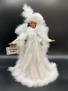 Winter White Angel Tree Topper, African American Angel Tree Topper, Elegant Christmas Decor