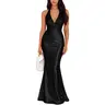 OYS Women's Elegant Sleeveless Deep V Neck Bodycon Mermaid Wedding Guest Formal Party Dress