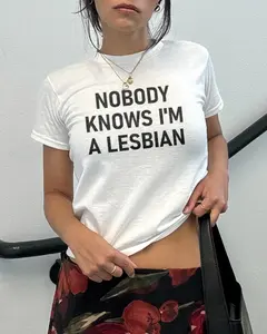 [ Sale up to 35%] + [Freeship] Nobody Knows I'm A Lesbian Baby Tee, Funny LGBTQ Pride Graphic Tee, Retro Y2K Queer Shirt, Vintage Gay Family Equality Gift Top