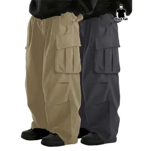 ��Plus Size�� Men's Solid Flap Pocket Drawstring Waist Cargo Pants, Casual Street Fashion Trousers for Daily Wear, Men's Bottoms for Spring & Fall