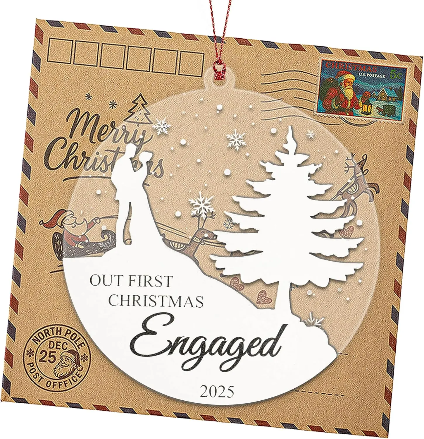 Our First Christmas Engaged Ornament 2025, Romantic Christmas Ornaments for Tree, Just Engagement Gifts, Engagement Decorations for New Couple, Gifts for Newly Engaged Couples Keepsake Decor